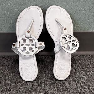 Tory Burch White Logo Sandals